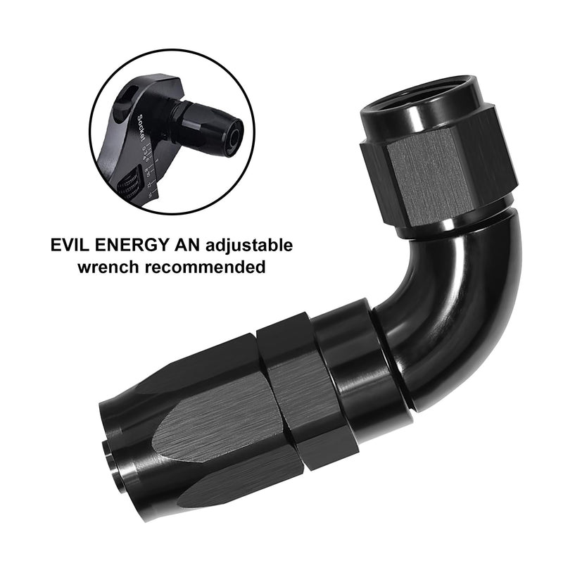 EVIL ENERGY 8AN 90 Degree One Piece Full Flow Hose End Fitting Swivel For CPE Braided Hose
