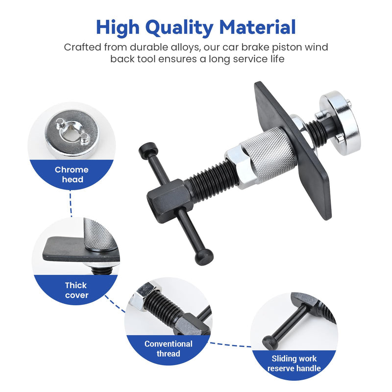Car Brake Piston Wind Back Tool, Disc Brake Caliper Piston Rewind Tool, Auto Rear Brake Pad Wind Back Tool, Brake Caliper Wind Back Tool for Replacement of Rear Brake Pad for RV, SUV, Truck