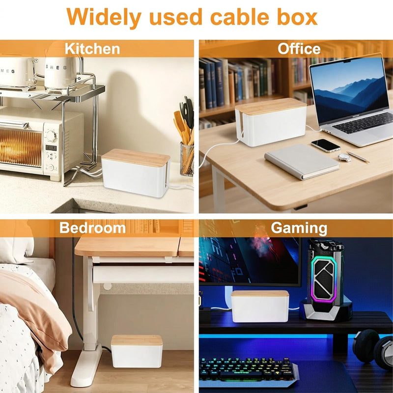Cable Management Cord Cover Wire Hider Box Concealer Organizer Protector System for Home Theater Entertainment Center Office School (Wood White) Wood White