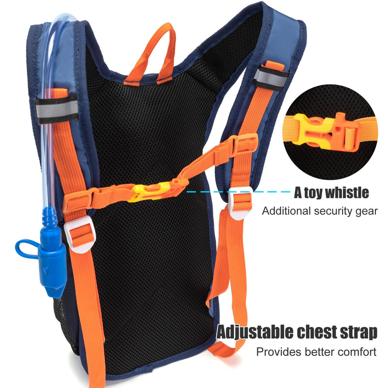 Ivygreen Kids Hydration Backpack, Hiking Backpack for Boys or Girls with 1.5L Water Bladder Blue - Small