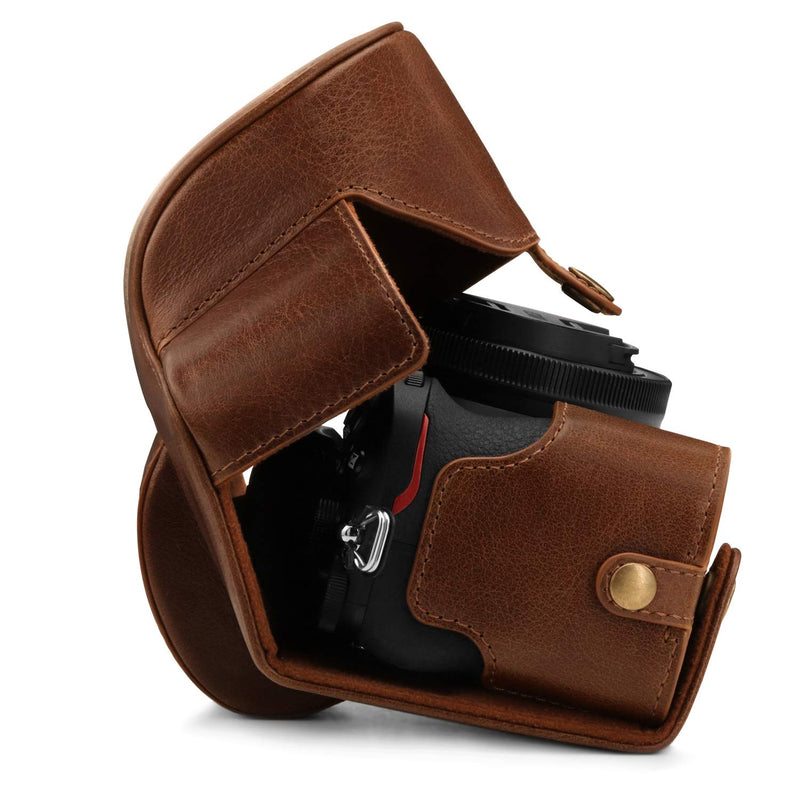 MegaGear MG1814 Ever Ready Genuine Leather Camera Case Compatible with Nikon Z50 (16-50mm) - Brown