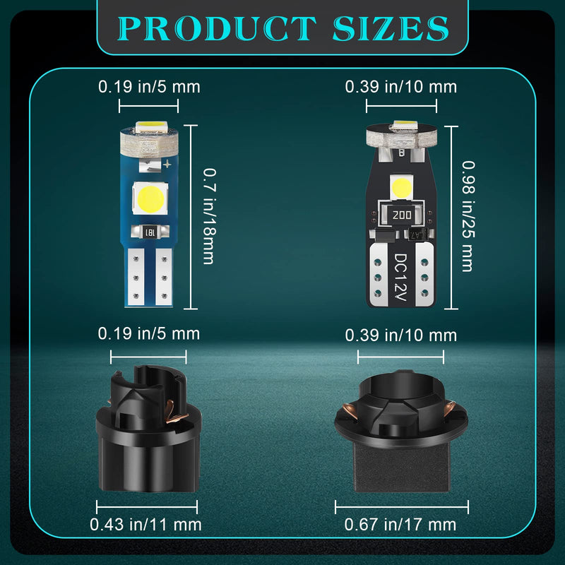 40 Pieces T5 T10 LED Bulbs Dash Lights with Twist Socket Instrument Dashboard LED Bulbs for Interior Car Lights Dashboard Instrument Panel Gauge Cluster Indicator Map Dome White