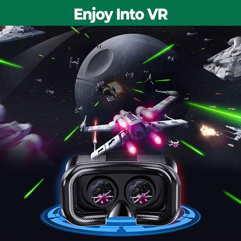 VR Headset for Phone with Controller, Anti-Blue Lens PD & Fl Adjustable Virtual Reality Goggles Set for Kids and Adults, Compatible with iPhone 16/15/14/13/12 Samsung Android 4.5-6.7" Black