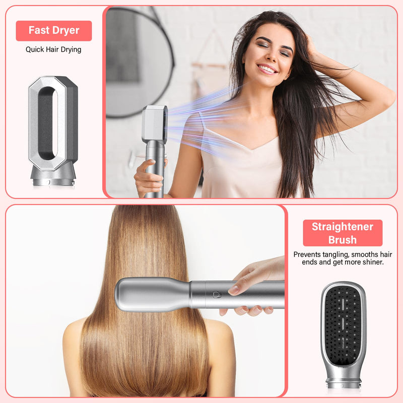 KYN Blow Dry Hair Styler 6 in 1, Hot Air Styler with Auto-Wrap Curlers, Volumizing/Thermal/Smooth Brushes & Hair Dryer Gifts for Women Multi Hair Styling