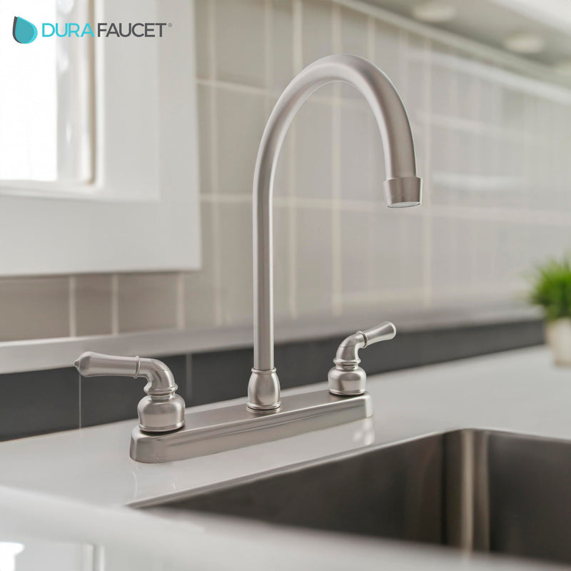 Dura Faucet DF-PK330HC-SN RV J-Spout Kitchen Sink Faucet (Brushed Satin Nickel) Brushed Satin Nickel