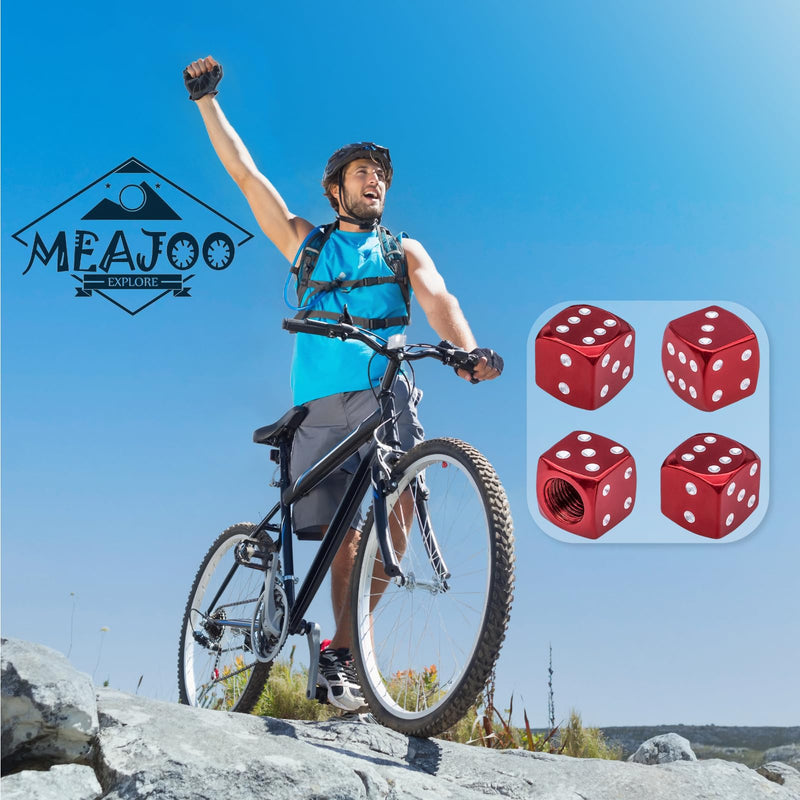 4PCS Dice Style Tire Valve Stem Caps, with O Rubber Ring, Universal Aluminium Alloy Dustproof Tire Valve Stem Covers for Cars, SUV, Trucks, Bikes, Motorcycles, Bicycles(Red) 4 pcs Dice-Red