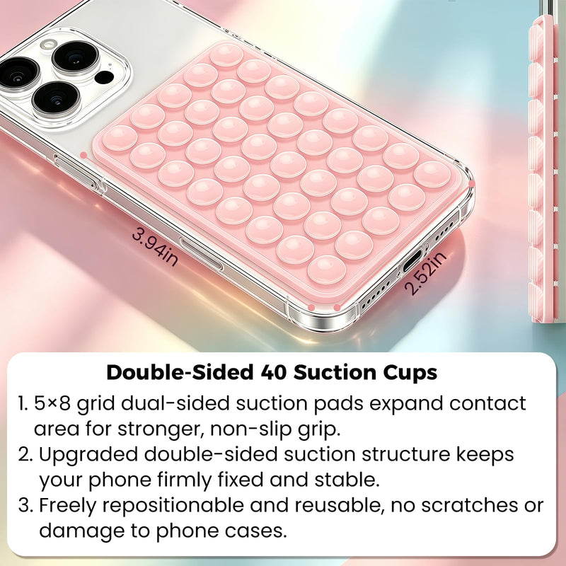 Anteel 2026 Upgraded 2 Pack Silicone Suction Cup Phone Case Mount Double Sided, Non Slip Phone Accessories, Hands-Free Strong Grip Silicon Phone Holder for Selfies and Videos (Baby Blue&Clear) Baby Blue&Clear