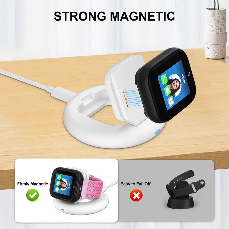 Foldable Magnetic Charging Dock Compatible for Sync UP Kids Watch 2 Charger | Portable & Safe Charger with 3.3 FT C Cable for TMobile Sync UP Kids Watch 2, Replacement Charging Stand(Not for SyncUP 1) White for Sync UP Watch 2