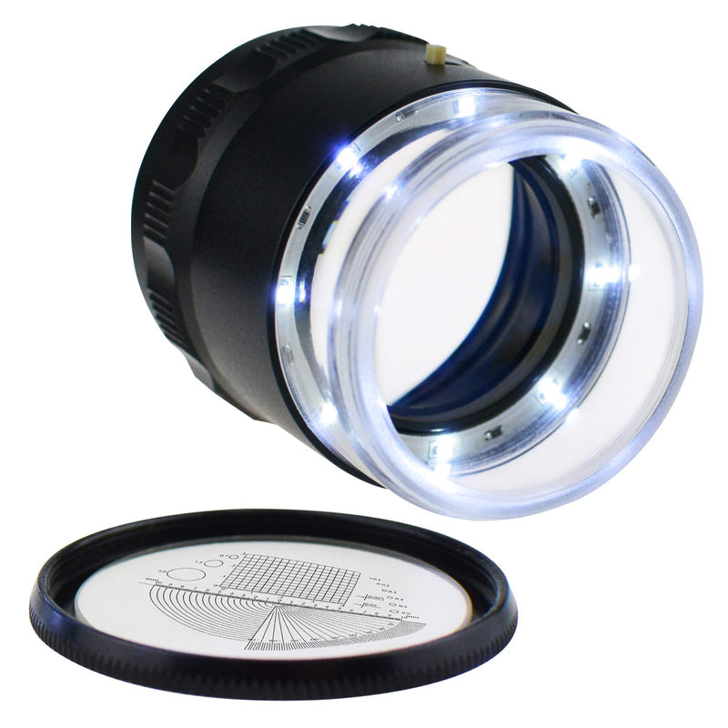 DANOPLUS 10X Loupe Magnifier, Jewelers Loupe with 8 LED Light and 4 Glass Scale Chart, 25mm Field of View, Adjustable Focal Length Magnifying Glass for Coins, Watches, Jewelry