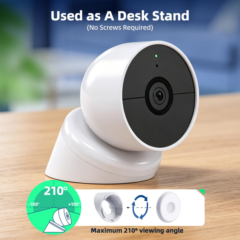 Magnetic Wall Mount/Desk Stand for Google Nest Cam Outdoor/Indoor (Battery) | for Nest Cam Outdoor (wired, 2nd gen), Vertical 90° Downward View, Four Ways to Use