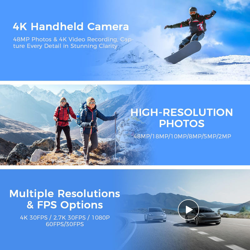 4K Vlogging Camera WiFi, 6-Axis Stabilization Handheld POV Camera with 32GB | Pocket Camera with 180° Rotating Lens, Touchscreen, Personal Body Camera for Travel, Vlog, Selfies, Sports & Daily