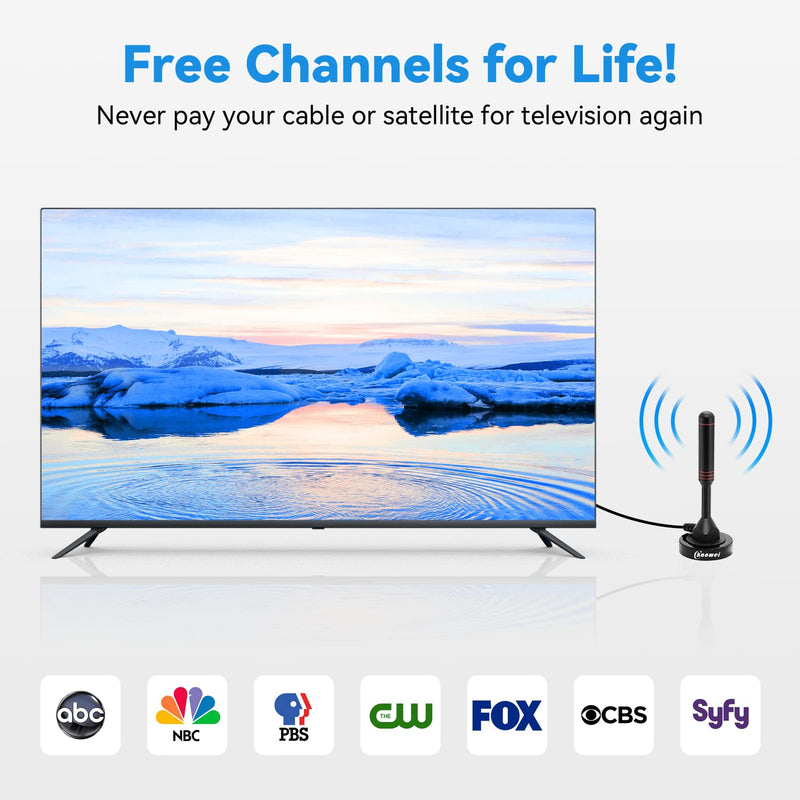 Chaowei Digital TV Antenna-DVB66 Portable Indoor Outdoor TV Antenna with Magnetic Base,16.5ft Long Cable,Omnidirectional Receiving-Support 4K 1080P TV DVB66-Passive