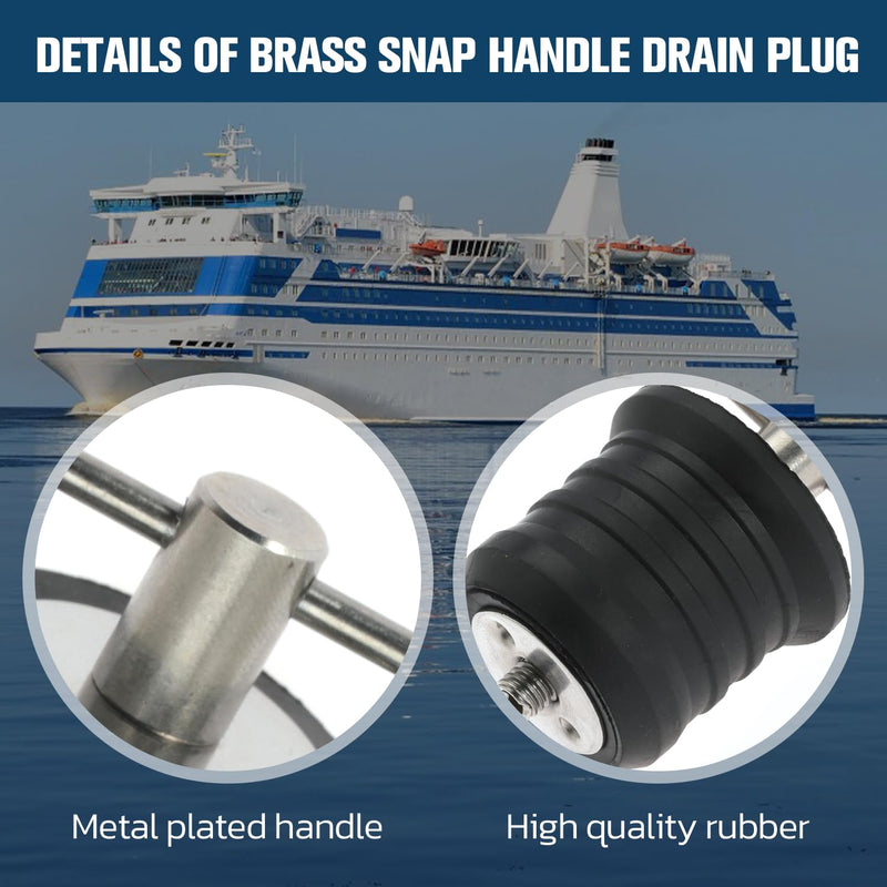 4 Pcs Boat Plug Snap Plugs T Handle Boat Drain Plug Rubber Plugs with Brass/Stainless Steel Handle Marine Twist Plug Boat Accessories (Stainless Steel, 1.25 Inch) Stainless Steel