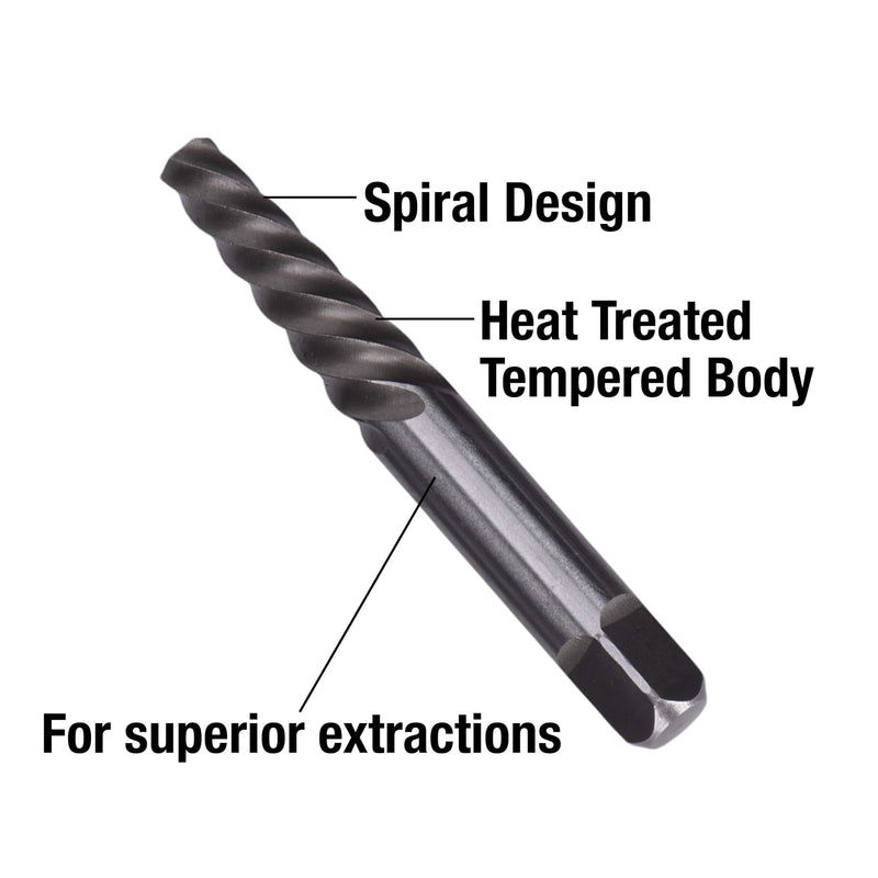 Century Drill & Tool 88710 Spiral Flute Screw Extractor & Left-Hand Drill Set, 10 Piece, M35 Cobalt Steel, Includes #1 - #5 Extractors & Left Hand Drills 10-piece Spiral Flute