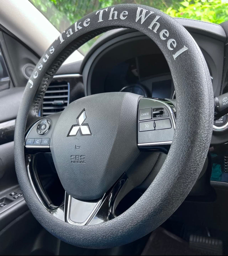 Jesus Take The Wheel Silicone Steering Wheel Cover. Fits 13-15 inch. Black Color, Anti-Slip Grip, Easy Installation & Removal, Durable, Heat Resistant, Waterproof, Stretchable