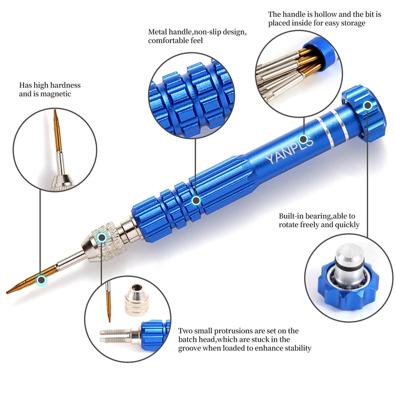 Small Screwdriver Watch Glasses Mini Set, Micro Precision Tiny Screwdriver Set Small Screwdriver Set for Electronics Eyeglass (blue) Blue
