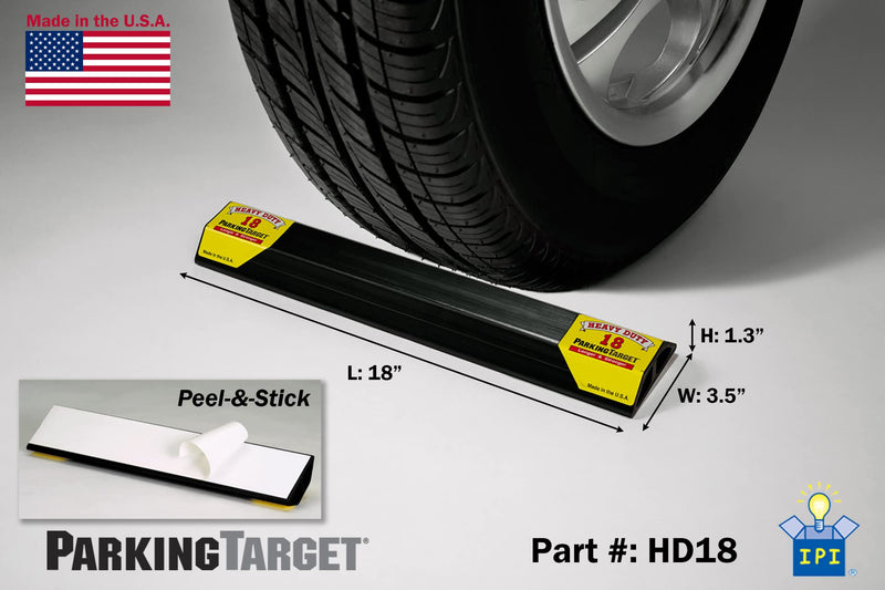 ParkingTarget 18” 1 pcs U.S.A. Garage Heavy Duty Parking Aid Car Stop Indicator Protects Car & Walls Stopper Easy Install Peel and Stick Gadget ipi-HD-18 1 Pack, Part - 18" L x 1.25”H