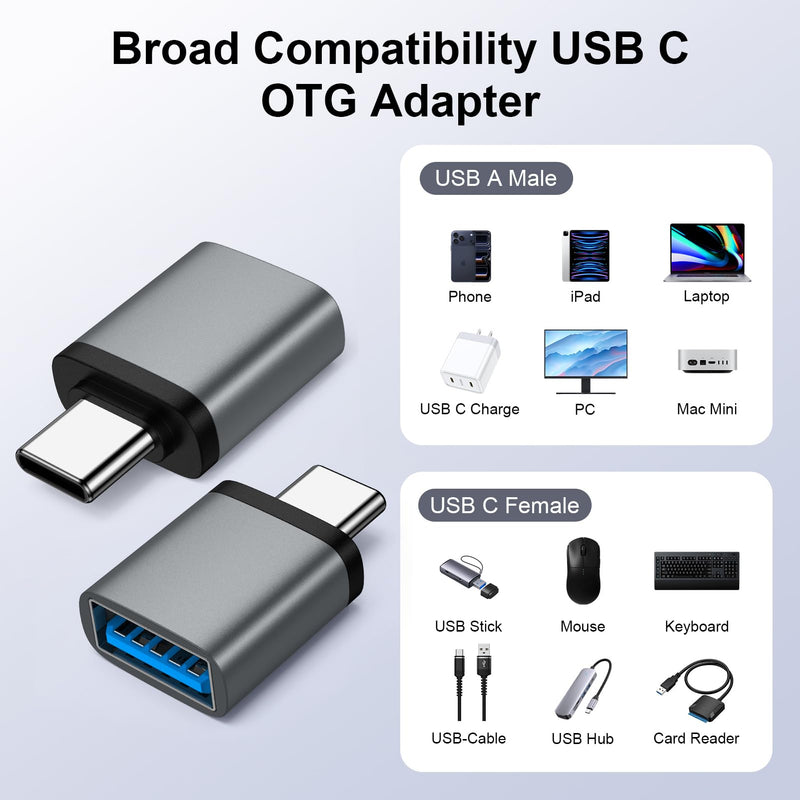 USB to USB C Adapter & USB C to USB Adapter,5Gbps Type C OTG Adapter 4Pcs | for Samsung Galaxy A57 A37 S26 Ultra S25 Edge S24 Z Flip7 Z Fold7 A17 A16 A26 A36 A56 A55 A35 A25 A15,iPhone 17/16/15