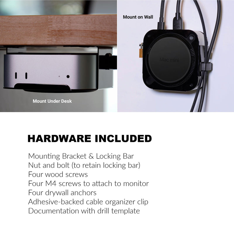 Sonnet MacCuff mini (2024+) Steel Mounting Bracket for 2024 Mac mini for Under Desk, Wall & VESA Monitor Mount – Padlock Compatible