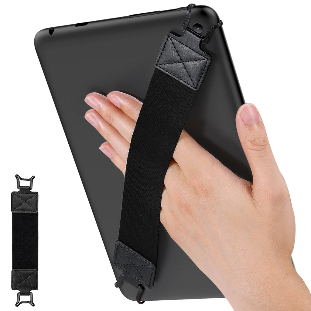 MoKo Security Hand-Strap for 9-11 Inch tablet - iPad/iPad Pro/iPad Air/Kindle Fire HD/Samsung, High-elasticity Versatile Hand Strap Lightweight Finger Grip Holder, Black Belt, Black Black Strap