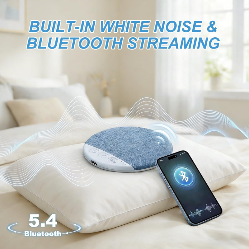 2026 Mini Bluetooth Pillow Speaker for Sleeping, Under Pillow Speaker with Built-in White Noise & Pink Noise Sound Machine, 48H Playtime, 3 Timers, Stereo Bass Private Sleep Audio (Blue) blue