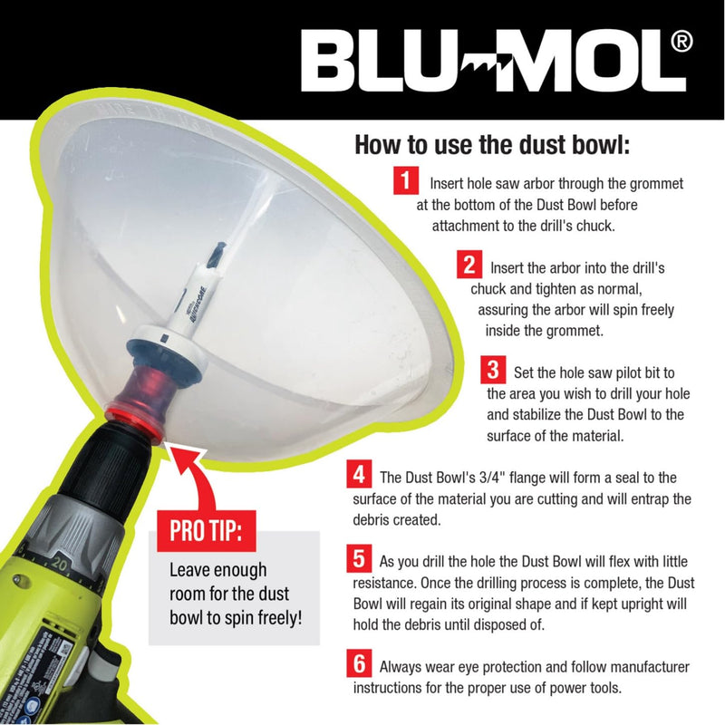 Disston E0215002 Two-Pack Blu-MOL RemGrit Hole Saw Accessories Dust Bowl, for Installing Recessed Lights and Works with All Hole Saws Two Pack