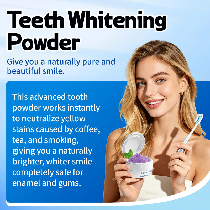 Teeth Whitening Powder with Baking Soda & Calcium Carbonate - Removes Coffee, Tea, Wine & Tobacco Stains, Freshens Breath & Whitens - Peppermint -2 x 50g-SS01 1.76 Ounce (Pack of 2)
