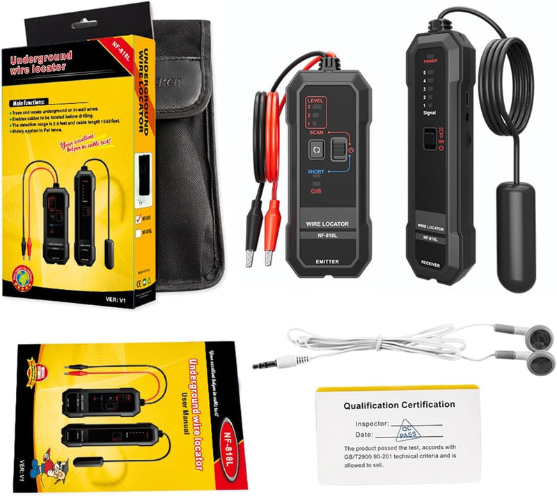 Underground Wire Locator, Underground Cable Locator for Pet Fence Buried Sprinkler Valve, Cable Tester for Locating Irrigation Tone Generator Kit, Electrical Underground Wire Tracer