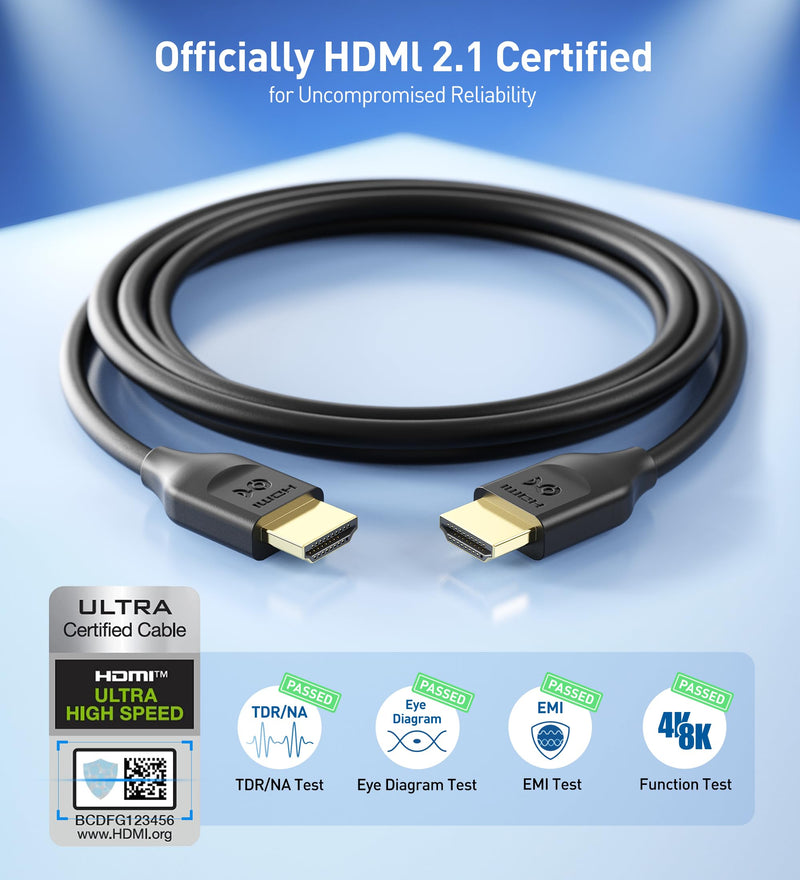 Cable Matters [Ultra High Speed HDMI Certified] 48Gbps Long 8K HDMI Cable 25 ft / 7.6m with 8K@60Hz, 4K@240Hz and HDR Support for PS5, Xbox Series X/S, RTX3080/3090, RX 6800/6900, Apple TV, and More 1-Pack