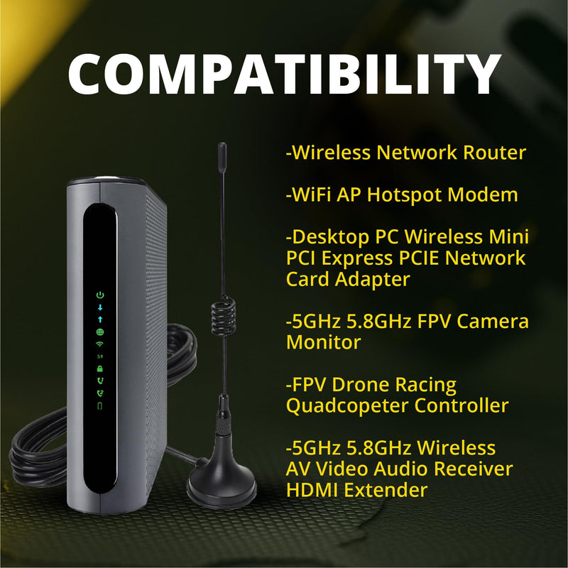 Dual Band WiFi Antenna 2.4GHz 5GHz 5.8GHz 2dBi Magnetic Antenna RP-SMA Male Antenna for WiFi Router Wireless Network 1 PACK