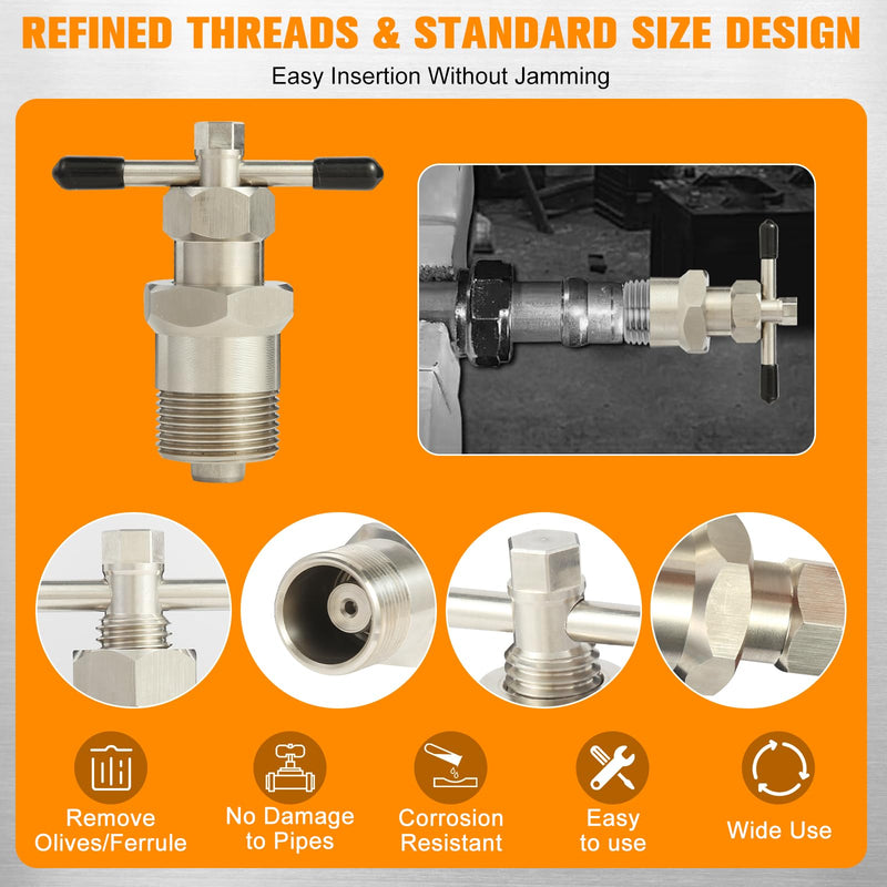Wells Olive Remover Puller Tool for 1/2 inch 1 inch Plumbing Tools Compression Sleeve Puller Tool 303 Stainless Pipe Olive Puller Ferrule Puller
