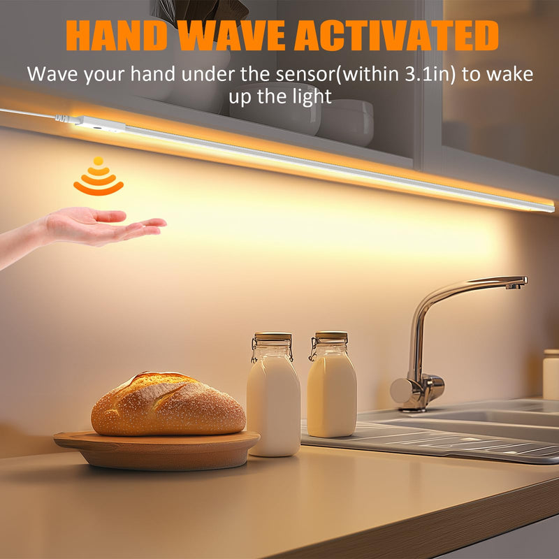 MY BEAUTY LIGHT 80in Smart Under Cabinet Lights, Handwave Sensor Under Counter Lights for Kitchen, 2700K-6500K 1090lm Stick-on Closet Light, Slim Cuttable Plug and Play Kitchen Lamp, 2 Rolls of 40in 40IN(PACK OF 2)