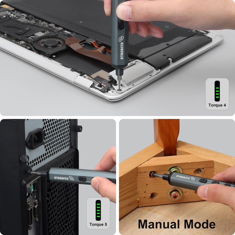 STREBITO Mini Electric Screwdriver Set, 70 in 1 Small Electric Screwdriver - 64 S2 Preicison Bits, 5 Torque Settings, 4 LED Lights, Mini Power Screwdriver Repair Tool Kit for PC Electronic (Standard) Standard