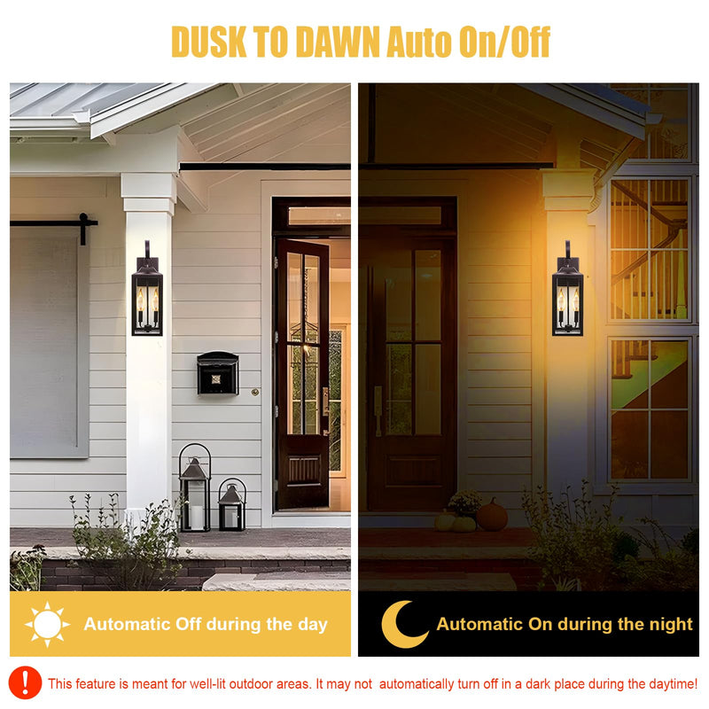 Qualilux Dusk to Dawn CA11 Candelabra LED Bulbs, Vintage Full Amber Glass, Non-Plastic, Warm Amber 2300K, 4W=40W, 400LM Auto On/Off Light Sensing Bulb, Non-dimmable, E12 Base, 6-Pack, HQ-H049
