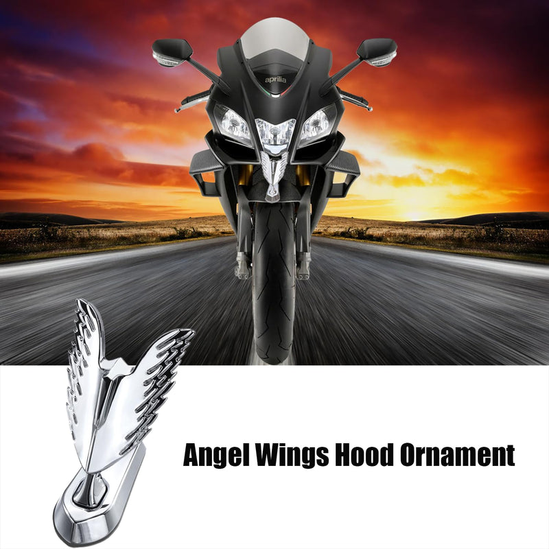 Angel Wings Hood Ornament,Car Chromed Metal Hood Ornament Electroplating,Front Hood Sticker, Car Decoration Accessories