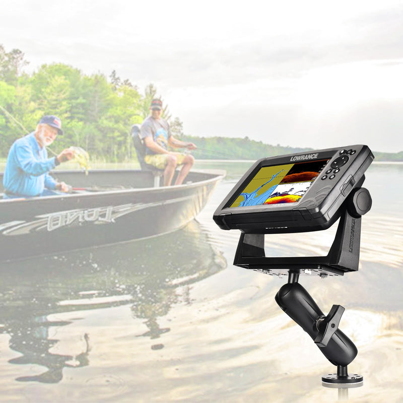 VAUBORTTI Aluminum Fish Finder Mount, Marine Electronic Mount for Boat, C Size 1.5" Ball with T-Bolt Track Base, Compatible with Garmin, Lowrance, Raymarine, for RAM Systems