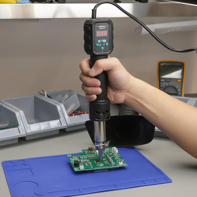 YIHUA 8858 IV Multi-Purpose Heat Gun for Crafting, Electronics Soldering, DIY, Shrink Tubing and Wrap, Torch Marker and Paste, Epoxy Resin with Temperature and Air Volume Control Function, 3 Nozzles