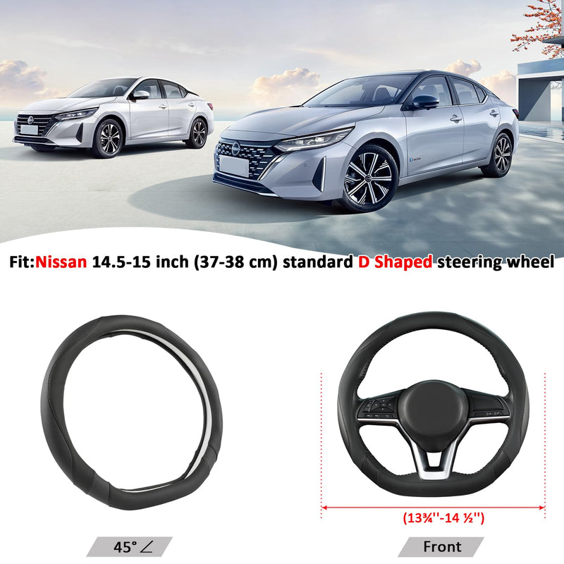 West Llama Flat Bottom Car Steering Wheel Cover for Nissan,D Shaped Steering Wheel Cover for Rogue,Altima,Kicks (Black-Standard Size) D-Shaped-Standard size (14 ½''-15'') B-Black
