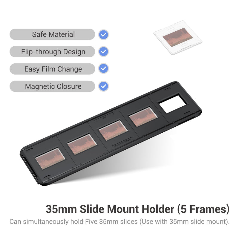 JJC 35mm Photo Slide Mount Holder, Acid-Free ABS Made & Magnetic Closure | Compatible with Film Scanner, Mobile Film Scanner Convert & Negative Film Digitizer, Maintains Film Flat & Stable for Copying 35mm Slide Mount Holder