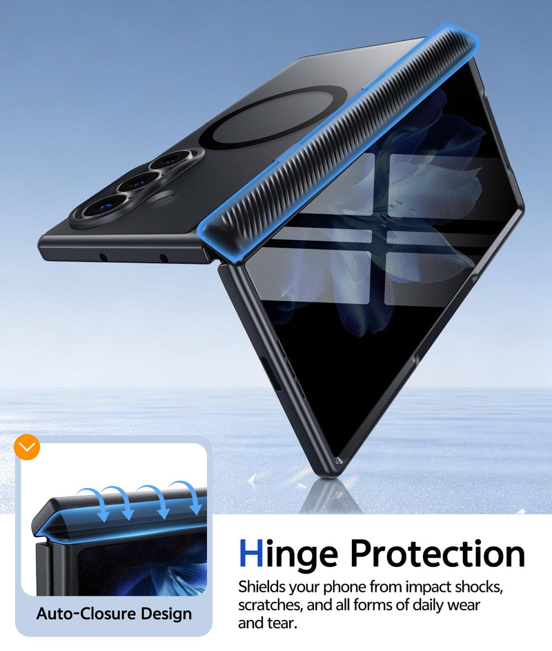 for Samsung Galaxy Z Fold 8 Ultra Case with Privacy Screen Protector, [Full Hinge Protection & Hidden Foldable Kickstand] Compatible with MagSafe, Matte Translucent Shockproof Cover, Black for Samsung Galaxy Z Fold 8 Ultra