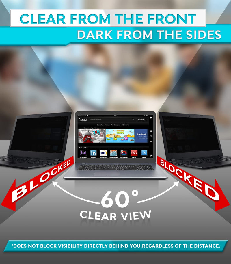 PYS 17" Laptop Privacy Screen Protector - Removable 17.3 Inch 16:9 Laptop Screen Privacy Shield, Anti Glare & Blue Light Screen Filters for Lenovo Hp Dell Acer Asus Thinkpad Envy Xps 17.3 Inch (Diagonal) - 16:9 Aspect Ratio