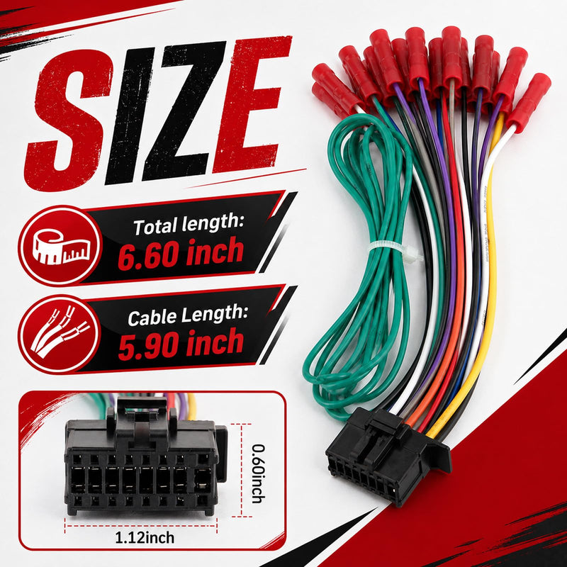 16-Pin Car Radio Wiring Harness,Automotive Stereo Wiring Harness for Connecting Stereo to Car Electrical System,Wirings Harnesses Compatible with Pioneer DEH AVH AVIC MVH FH SPH