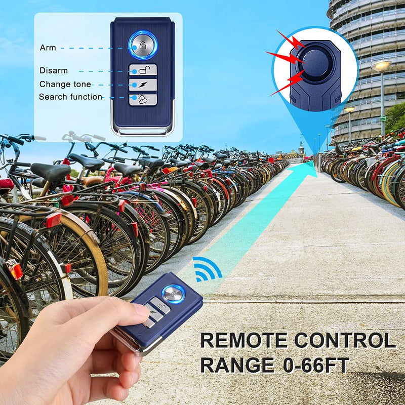 WSDCAM 113dB Bike Alarm Catalytic Converter Alarm Wireless Anti Theft Vibration Motion Sensor Vehicle Security Alarm System Waterproof Motorcycle Alarm Bicycle Alarm with Remote (NO Heat Resistance)