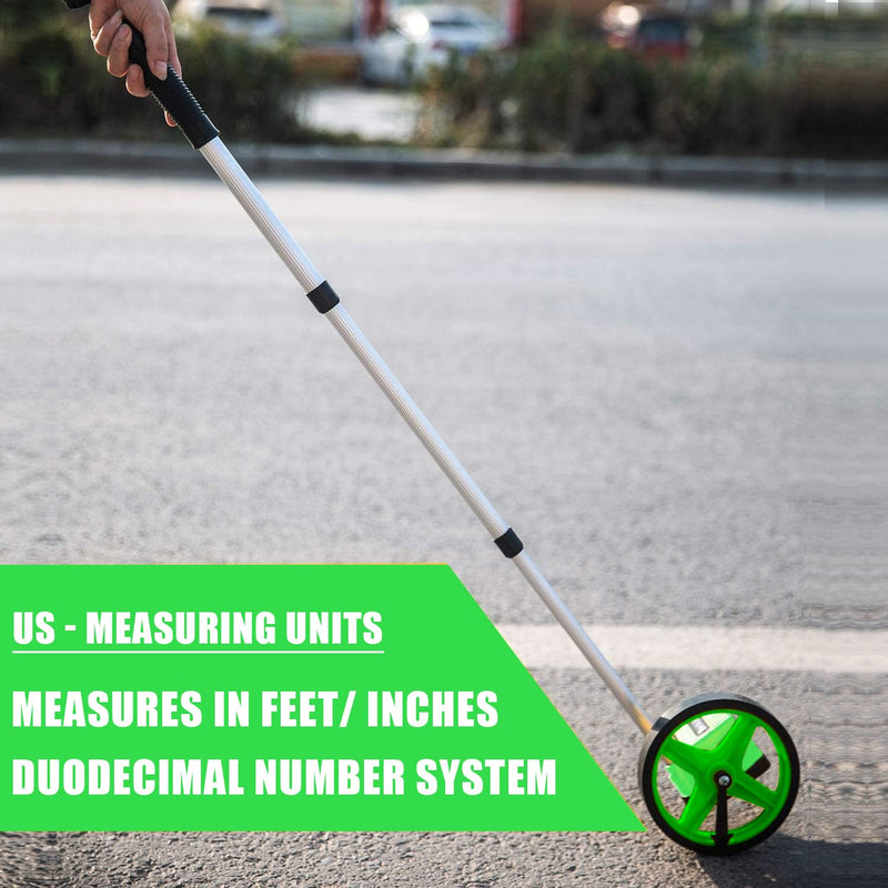 Zozen Measuring Wheel, Green 6Inch Measure Wheel, Distance Measuring in Feet and Inches, Rolling Measurement [Up to 10,000Ft], Telescopic/Mechanical/One Key to Reset, Include Carrying Bag.