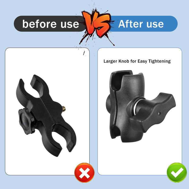 Aluminum Alloy Double Socket 2.36" Short Arm Fits Industry All Standard 1" Ball Adapters Compatible with B Size 1" Ball Components