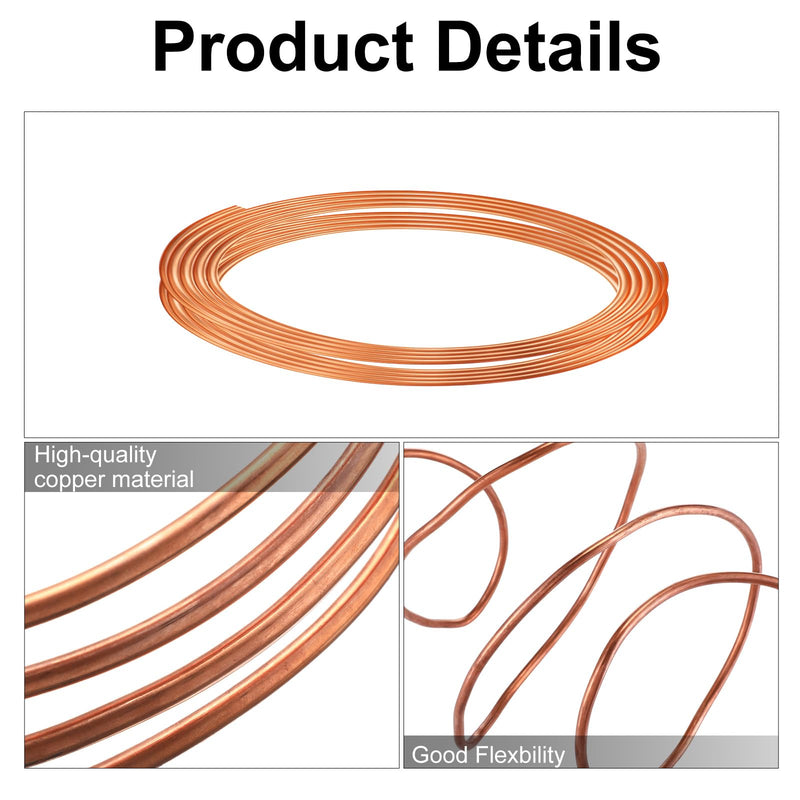 Yaocom Copper Tube 1/2" OD x 7/16" ID x 10 Ft Refrigeration Copper Tubing T2 Copper Tube Soft Coil Copper Tubing for Air Conditioners, DIY Projects, Refrigerators, Industry 0.5 Inch
