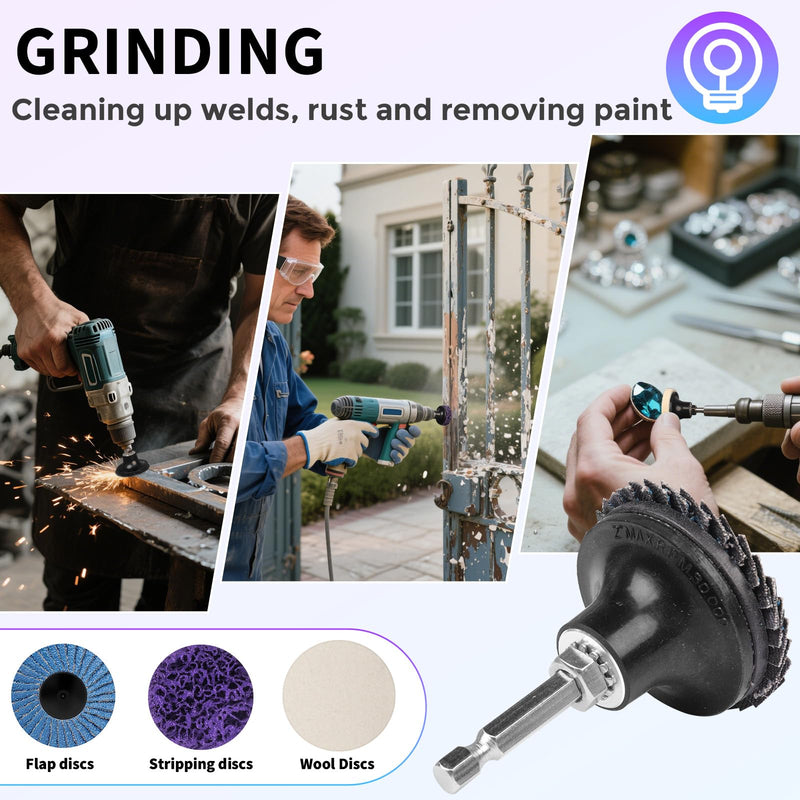 170pcs 2 Inch Sanding Discs Set, Die Grinder Sanding Disc Quick Change Twist Lock Disc for Drill Die Grinder Accessories with 1/4 Inch Holder for Metal Wood Grinding Polishing Rust & Paint Removal