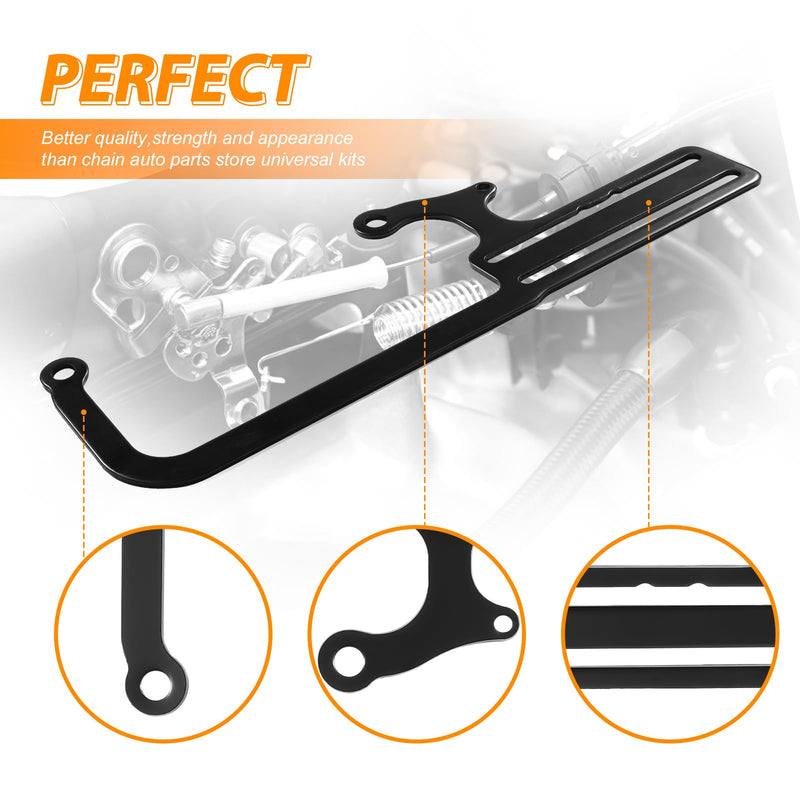 304147 EZ EFI Car Cable Mounting Kit, Black Steel Throttle Cable Bracket, Adjustable Compatible with GM 700R4 Automatic Transmission (Black)
