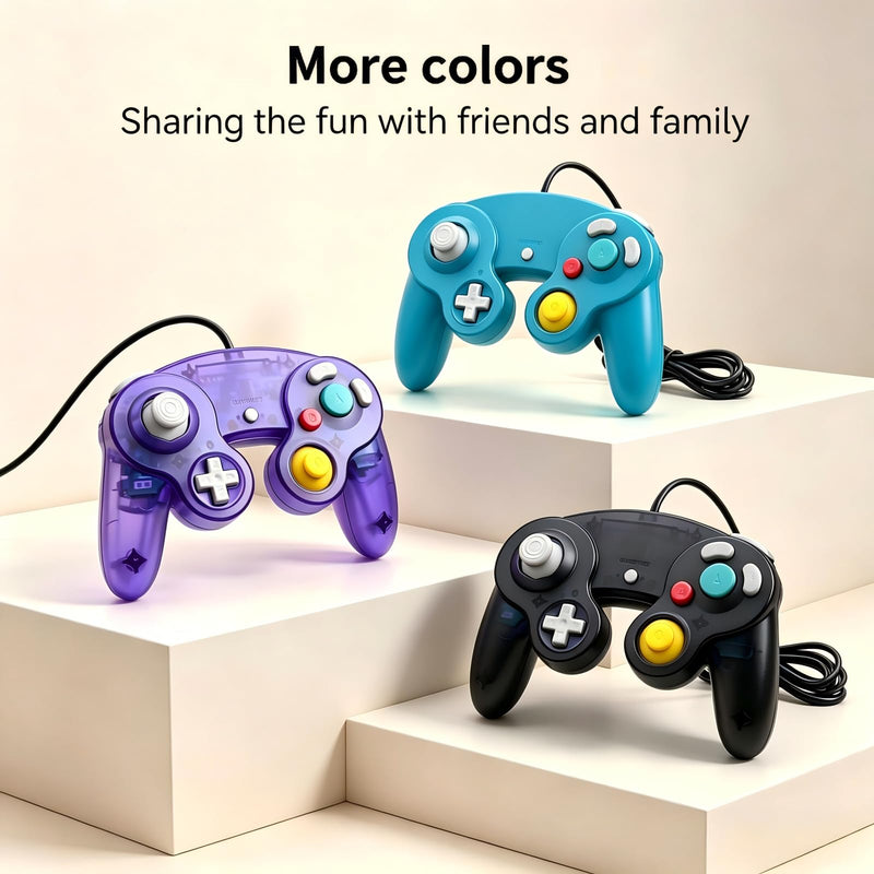 Lyvix 2 Pack Wired Controller Compatible with Gamecube & Wii, Black | Plug & Play, Zero Latency, Multiplayer Competitive Matches, ABS Plastic