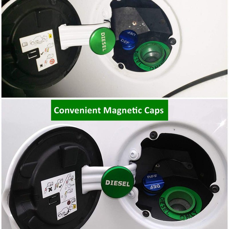 Diesel Fuel Cap for Dodge Ram, Aluminum Factory Combo Pack - Magnetic Diesel Fuel Cap & DEF Cap for RAM 1500 2500 3500 Trucks (2013-2019) Diesel+DEF Cap for 2013-2019 Ram